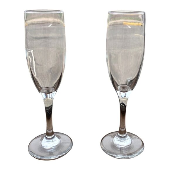 Champagne Flutes Clear Glass Set 2 - Picture 1 of 3